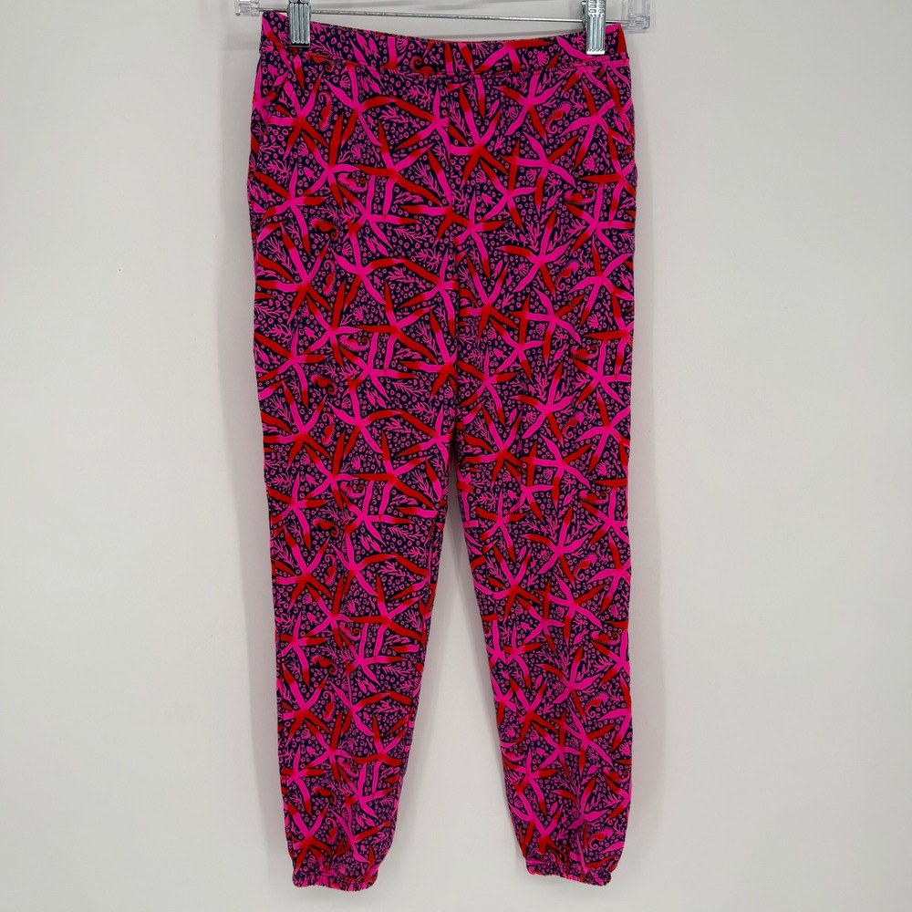 Lilly Pulitzer Girls Pink Orange Starfish Seahorse Knit Jogger Pants Size L 8-10